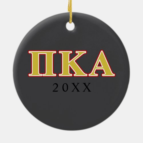 Pi Kappa Alpha Red and Gold Letters Ceramic Ornament