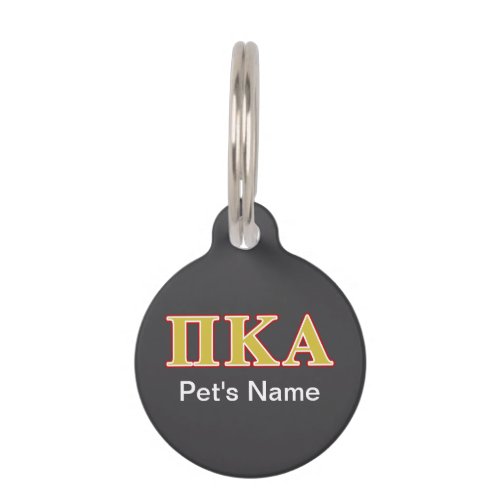 Pi Kappa Alpha Red and Gold Letters Pet Tag