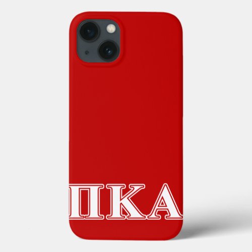 Pi kappa Alpha White and Red Letters iPhone 13 Case