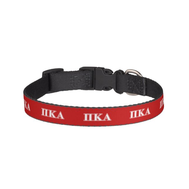 Pi kappa Alpha White and Red Letters Pet Collar (Front)