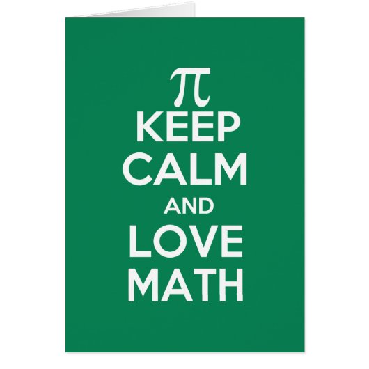 pi keep calm and love math cards (Front)