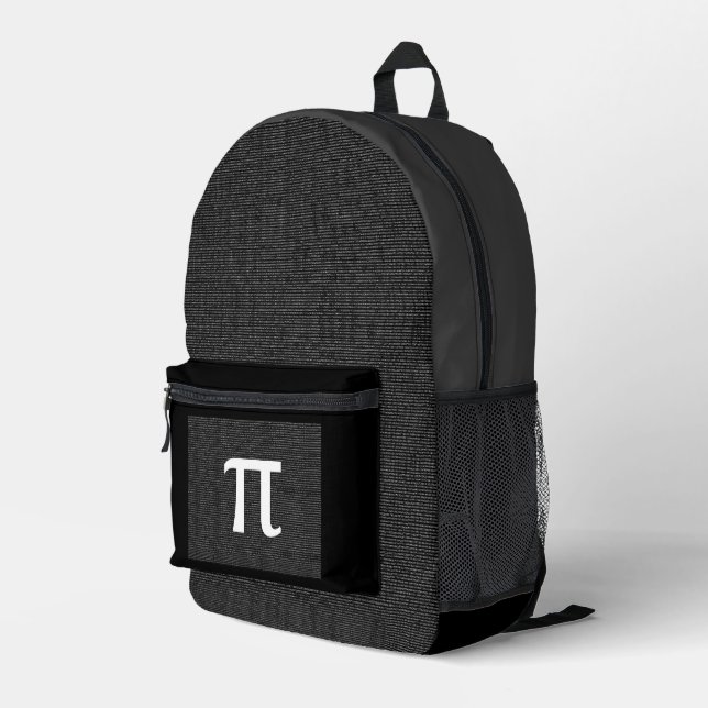 Pi Math Nerd Science Student Teacher Black Grey Printed Backpack (Back Corner Right)
