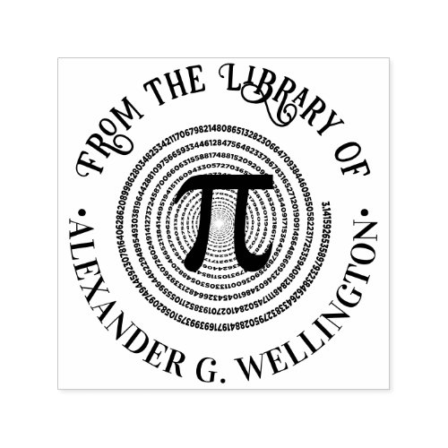 Pi Math Symbol Spiral Greek Library Book Name Self_inking Stamp
