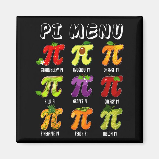 Pi Menu 3.14 Pi Symbol Funny Fruit Teacher Kid Mat Magnet (Front)