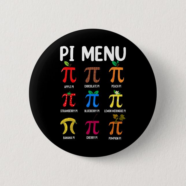 Pi Menu 3.14 Pi Symbol - Math Teacher Happy Pi Day Button (Front)