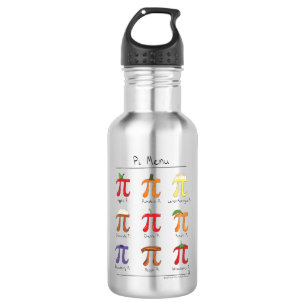 Pi Menu Cute Math Pi Day Green Water Bottle