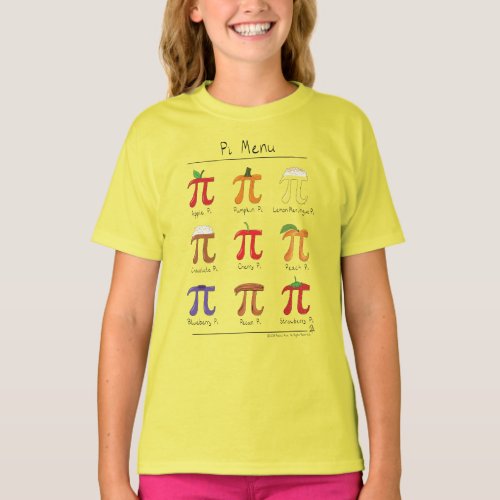 Pi Menu Cute Math Pi Day Kids Girls T_Shirt