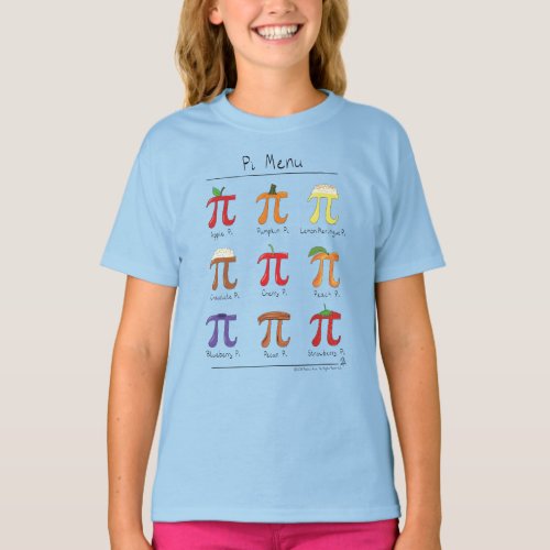 Pi Menu Cute Math Pi Day Kids Girls T_Shirt