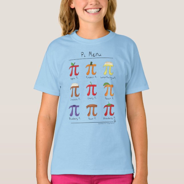 Pi Menu Cute Math Pi Day Kid's Girl's T-Shirt (Front)