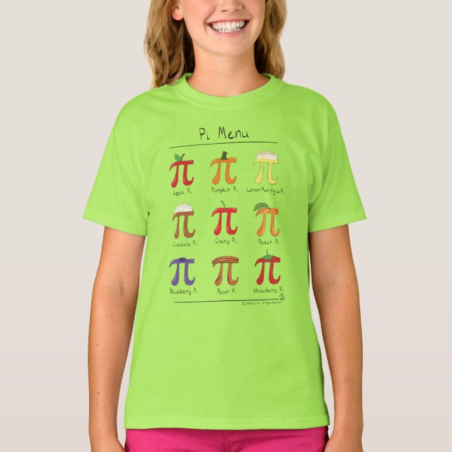Pi Menu Cute Math Pi Day Kid's Girl's T-Shirt (Front)