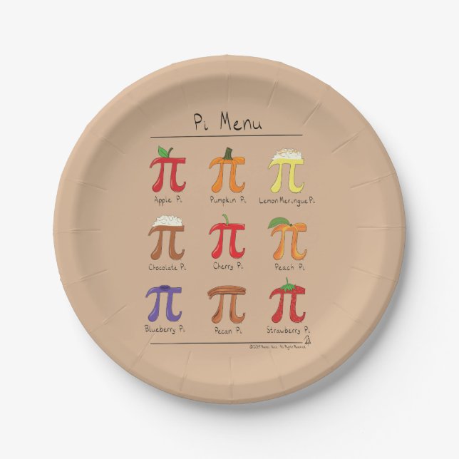 Pi Menu Cute Math Pi Day Party Paper Plates (Front)