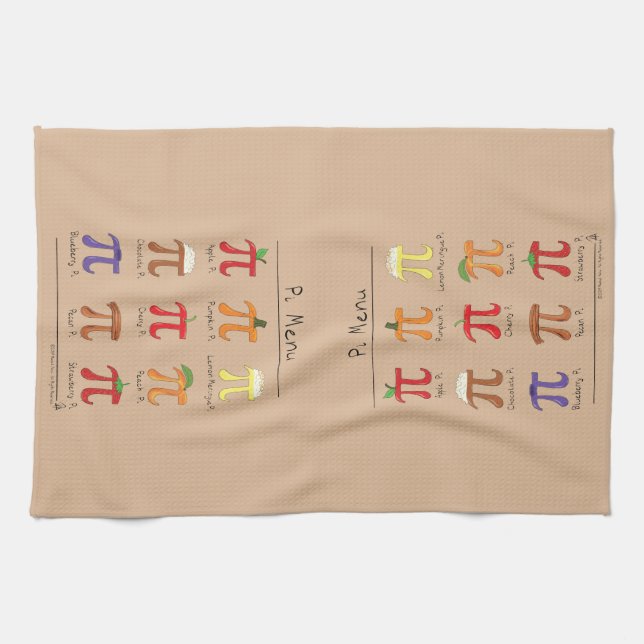 Pi Menu Cute Math Pi Day Pie Baking Kitchen Towel (Horizontal)