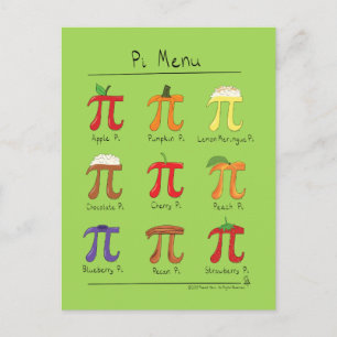 Pi Menu Cute Math Pi Day Postcard
