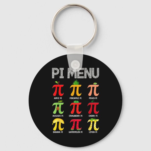 Pi Menu Fruit Happy Pi Day Math Teacher Pi Symbol  Keychain (Front)
