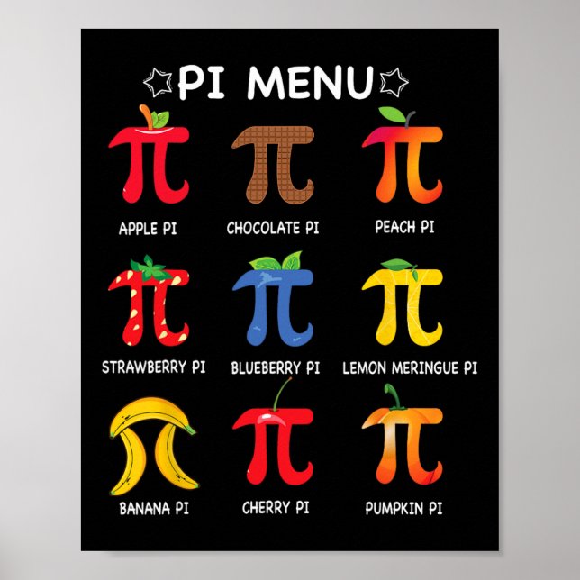 Pi Menu Math Teacher Funny Pi Day Math Teacher  Poster (Front)