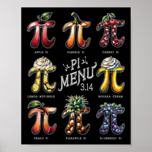 Pi Menu Pi Day 3.14 Funny Fruit Pie Menu Teachers  Poster