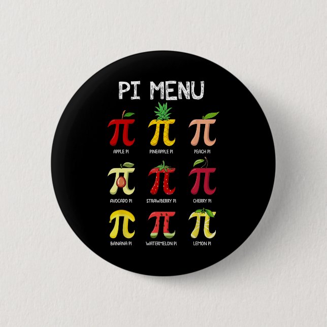 Pi Menu Pie Math Day Mathematics Math Teacher Pi S Button (Front)