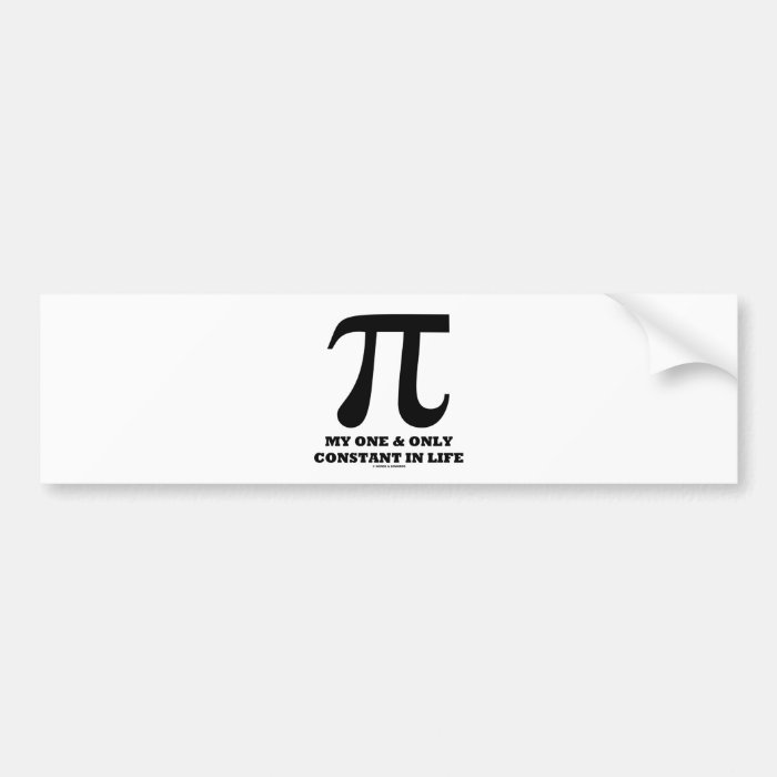 Pi My One And Only Constant In Life (Math Humor) Bumper Stickers