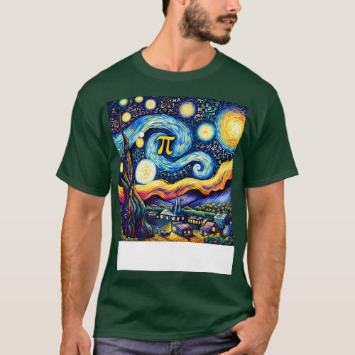 Pi Night Sky Van Goghs Starry Night Celebrates Pi  T_Shirt