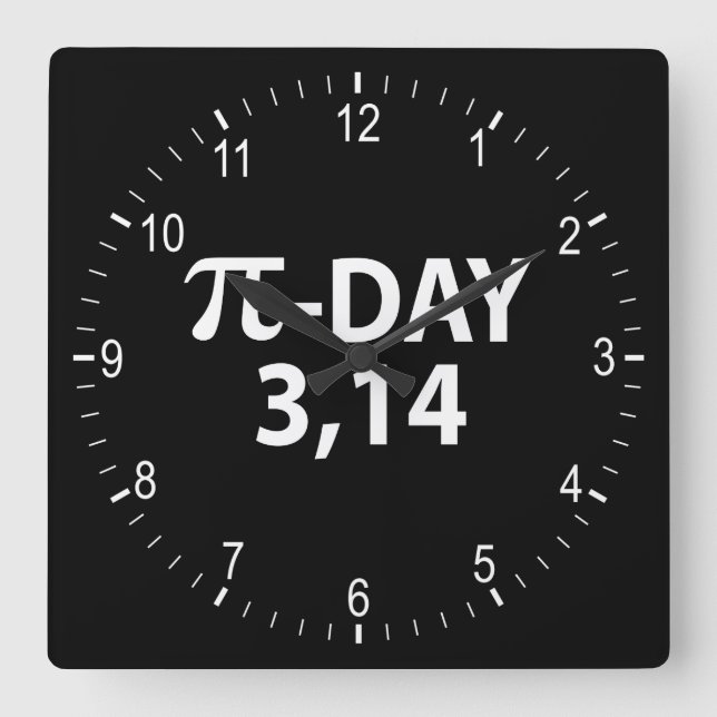 Pi number as pi day square wall clock (Front)