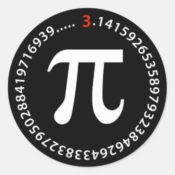 Pi Number Design Classic Round Sticker by Ars_Brevis at Zazzle