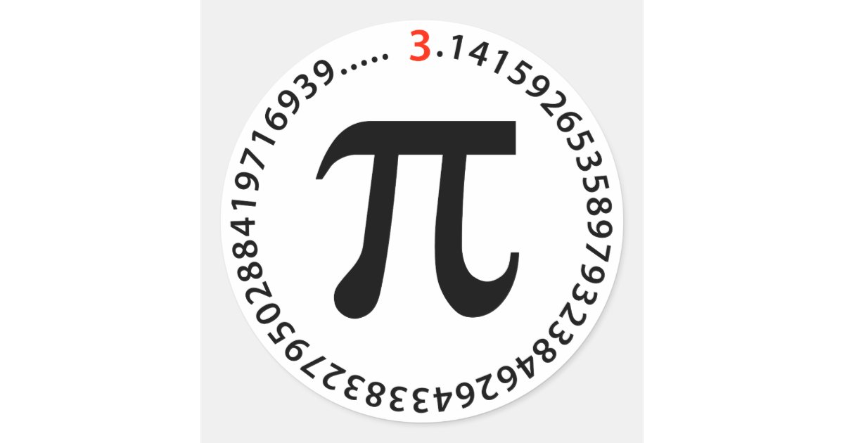 Pi Number Design Classic Round Sticker Zazzle