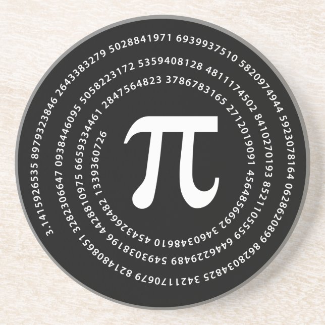 Pi Number Design Sandstone Coaster (Front)