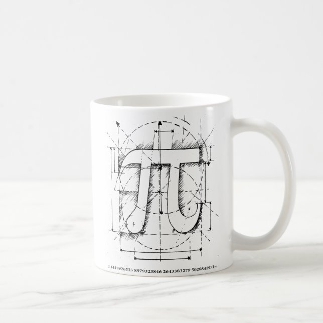 Pi Number Drawing Coffee Mug (Right)