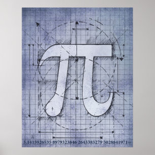 Pi Number Drawing Poster