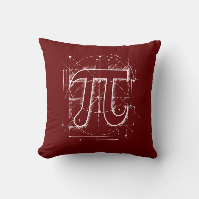 Pi Number Drawing Throw Pillow (Front)