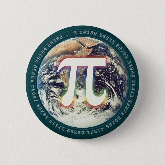 Pi Number on Earth | Math Pinback Button (Front)
