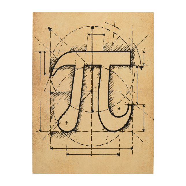 Pi Number Sketch Wood Wall Decor (Front)