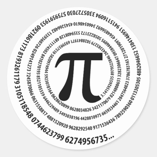 Pi Number Spiral Design Classic Round Sticker