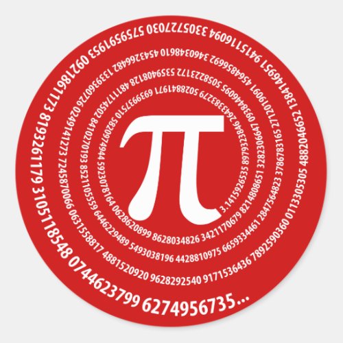 Pi Number Spiral Design Classic Round Sticker