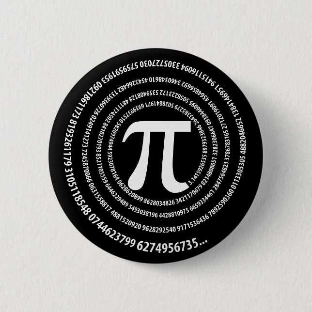 Pi Number Spiral Design Pinback Button (Front)