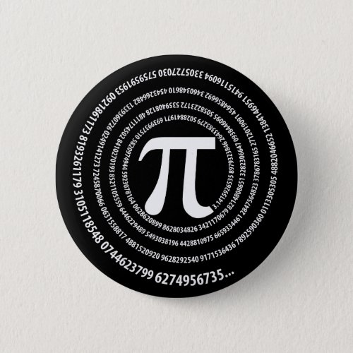 Pi Number Spiral Design Pinback Button
