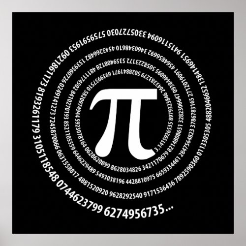 Pi Number Spiral Design Poster