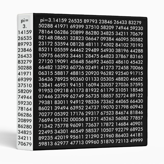 pi numbers, Math Love, 3 Ring Binder, Black White Binder (Front/Spine)