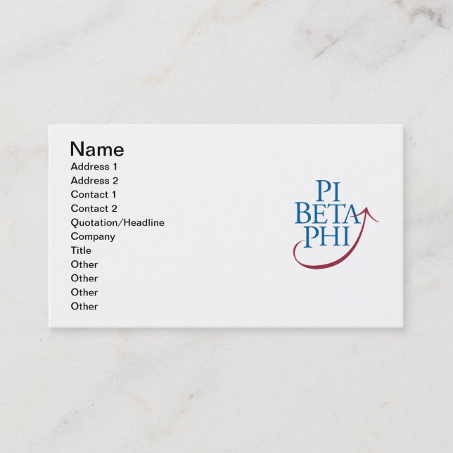Pi Phi Logo Business Card (Front)
