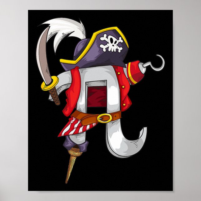 Pi Pirate Shirt Cool Pi Mathematics Lovers Funny M Poster (Front)