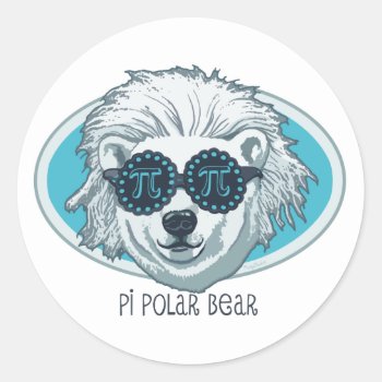 Pi Polar Bear Classic Round Sticker by PiintheSky at Zazzle