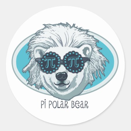 Pi Polar Bear Classic Round Sticker