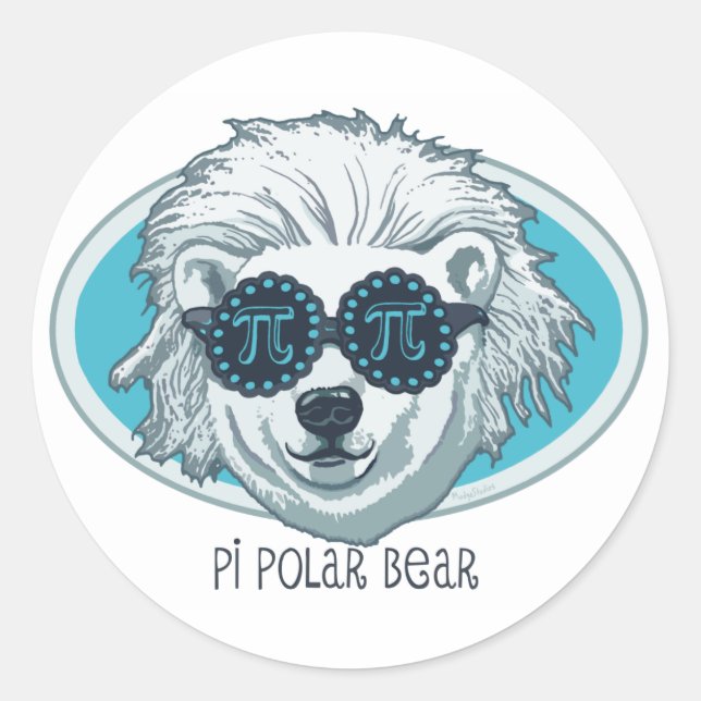 Pi Polar Bear Classic Round Sticker (Front)