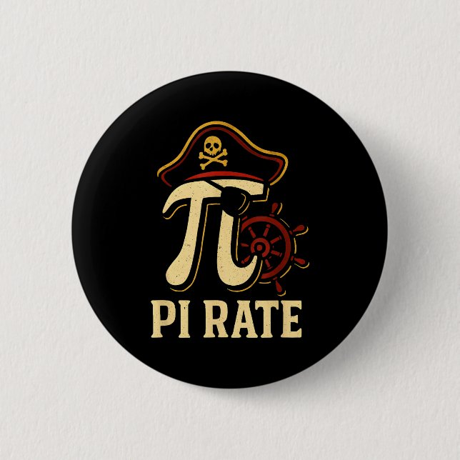 Pi Rate Funny Math Pirate Pi Day 3.14 Teacher  Button (Front)