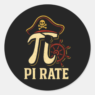 Pi Rate Funny Math Pirate Pi Day 3.14 Teacher Classic Round Sticker