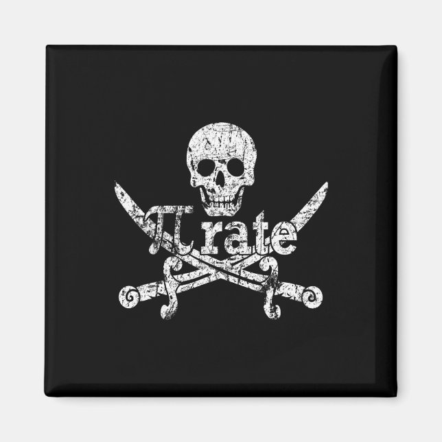 Pi Rate March 14 Pirate 3.14 Funny Math Distressed Magnet (Front)