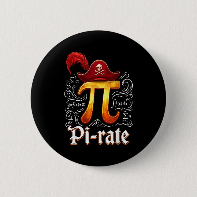 Pi Rate Science Student Math Teacher Funny Pi Day  Button (Front)