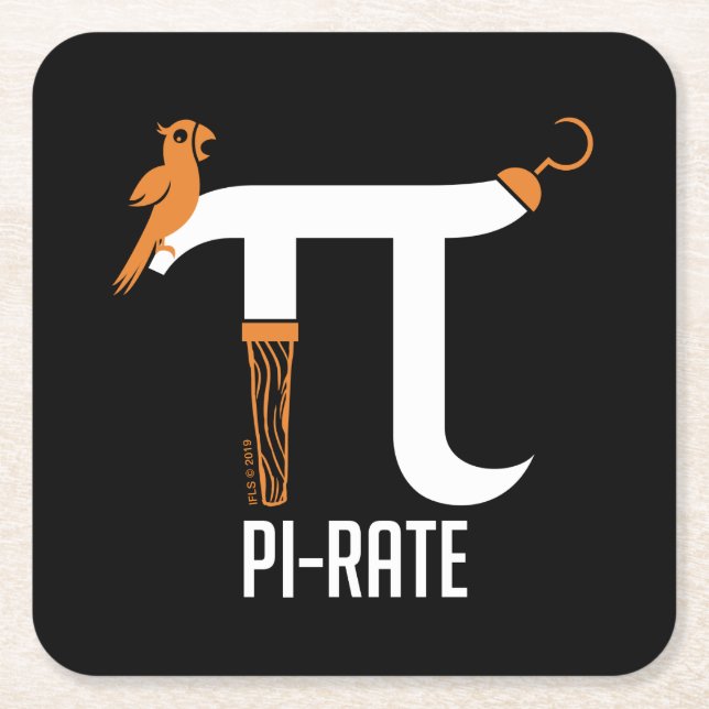 Pi-Rate Symbol Square Paper Coaster (Front)
