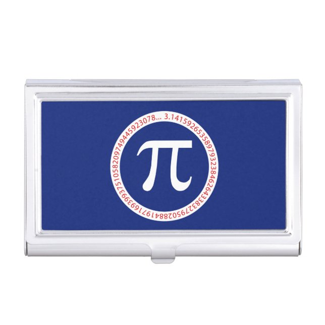 Pi Ring on Navy Blue Business Card Holder (Front)