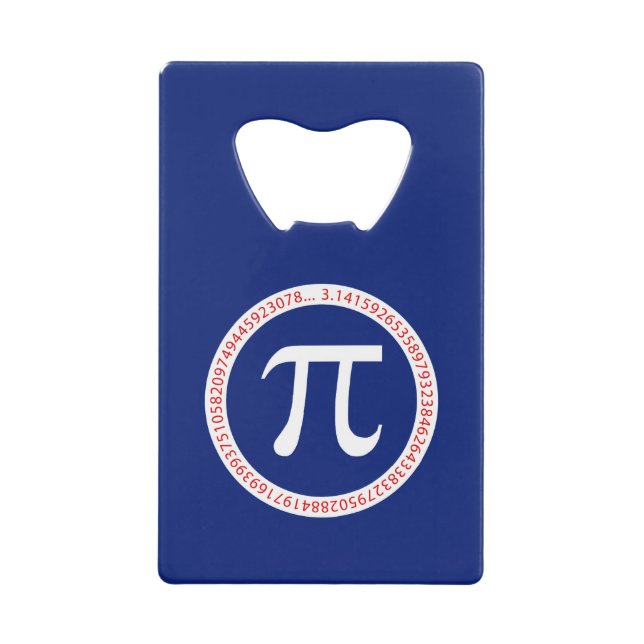 Pi Ring on Navy Blue Credit Card Bottle Opener (Front)